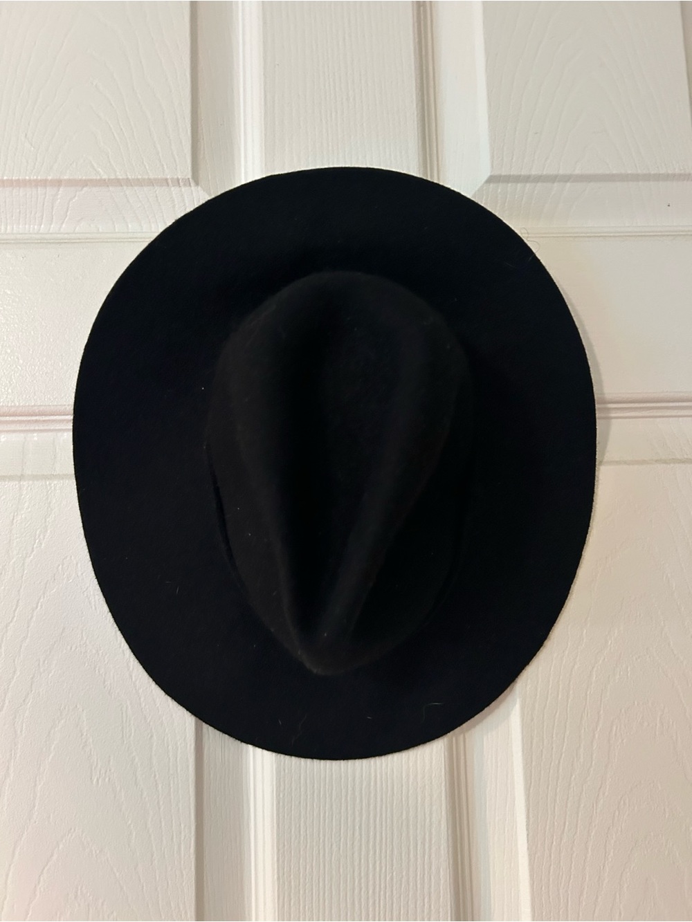 Black Wool Wide-Brim Fedora Hat/Cowboy Hat